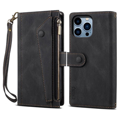 ESEBLE Star Series For iPhone 16 Pro Max Case Zipper Wallet Anti-Drop PU Leather Phone Cover