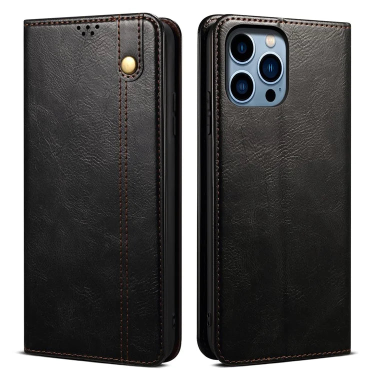 For iPhone 16 Pro Max Case Crazy Horse Texture Drop-Proof Leather Wallet Phone Cover