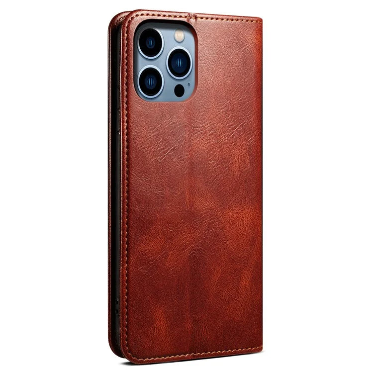 For iPhone 16 Pro Max Case Crazy Horse Texture Drop-Proof Leather Wallet Phone Cover