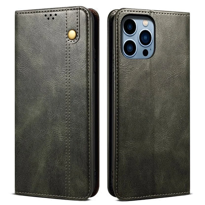 For iPhone 16 Pro Max Case Crazy Horse Texture Drop-Proof Leather Wallet Phone Cover
