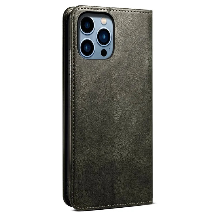 For iPhone 16 Pro Max Case Crazy Horse Texture Drop-Proof Leather Wallet Phone Cover