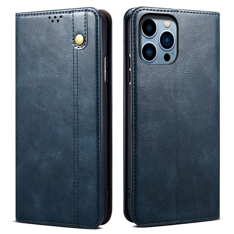 For iPhone 16 Pro Max Case Crazy Horse Texture Drop-Proof Leather Wallet Phone Cover
