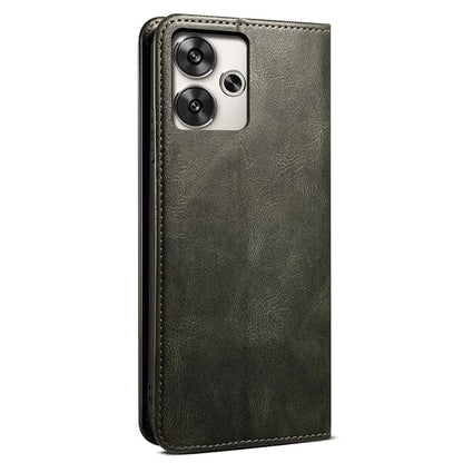 For Xiaomi Redmi 13 5G / 13 4G / Note 13R 5G / Poco M6 4G Case Crazy Horse Texture PU Leather Stand Phone Cover