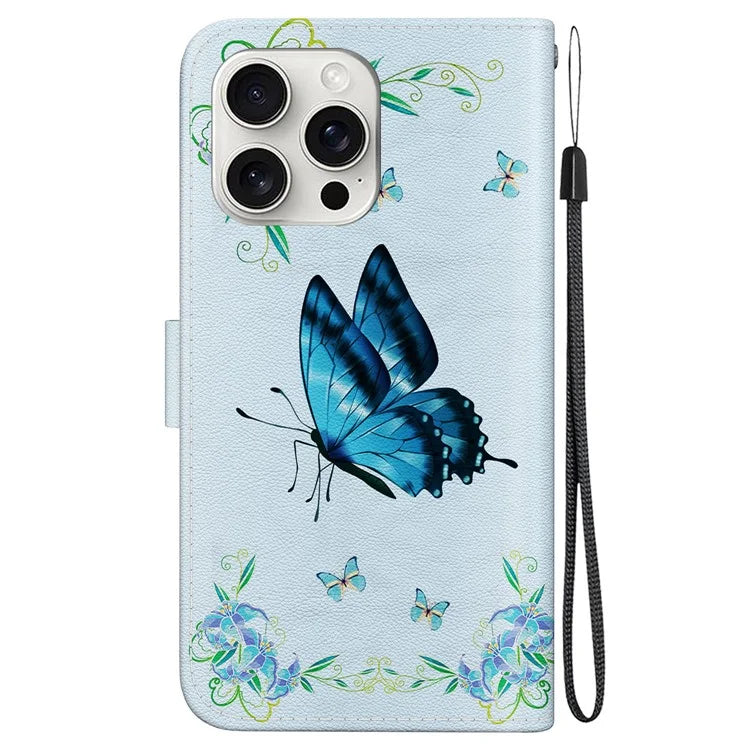 For iPhone 16 Pro Max Case Pattern Print Leather Phone Cover with Wallet