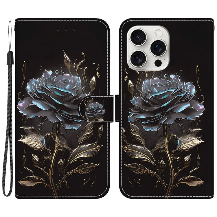 For iPhone 16 Pro Max Case Pattern Print Leather Phone Cover with Wallet
