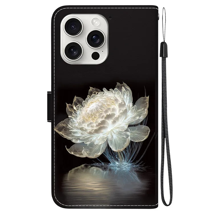 For iPhone 16 Pro Max Case Pattern Print Leather Phone Cover with Wallet
