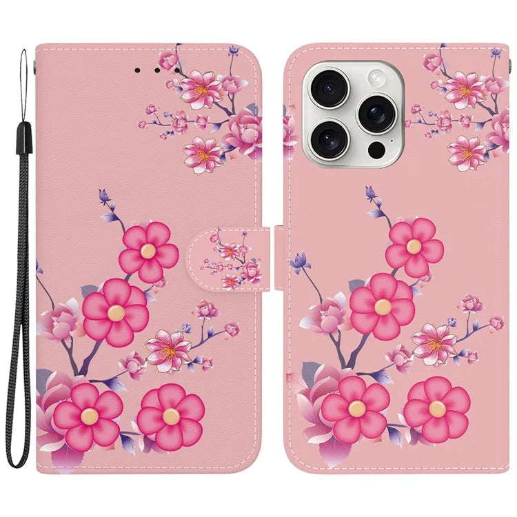 For iPhone 16 Pro Case Pattern Print Leather Wallet Phone Cover