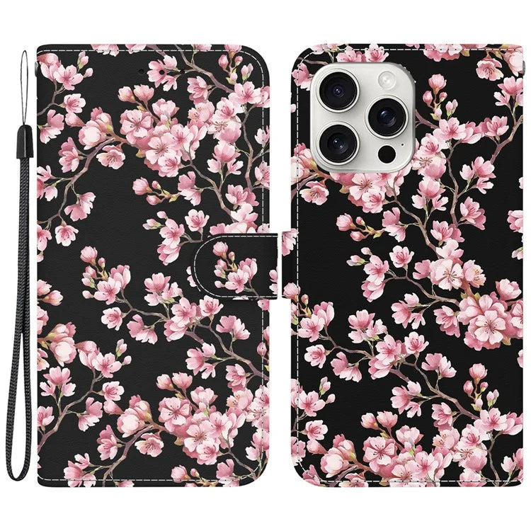 For iPhone 16 Pro Case Pattern Print Leather Wallet Phone Cover