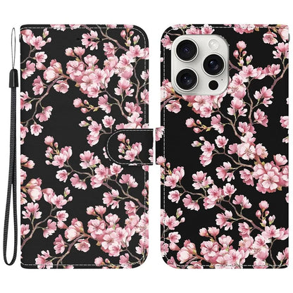 For iPhone 16 Pro Case Pattern Print Leather Wallet Phone Cover