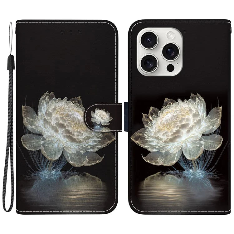 For iPhone 16 Pro Case Pattern Print Leather Wallet Phone Cover