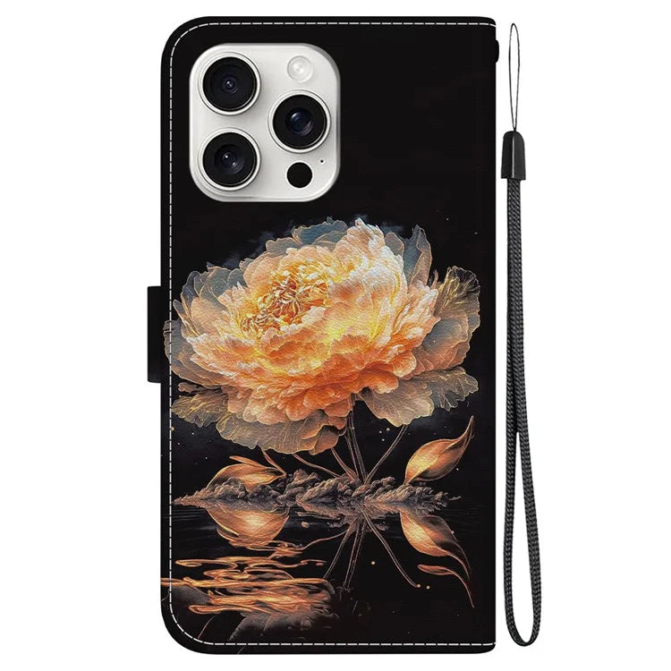 For iPhone 16 Pro Case Pattern Print Leather Wallet Phone Cover