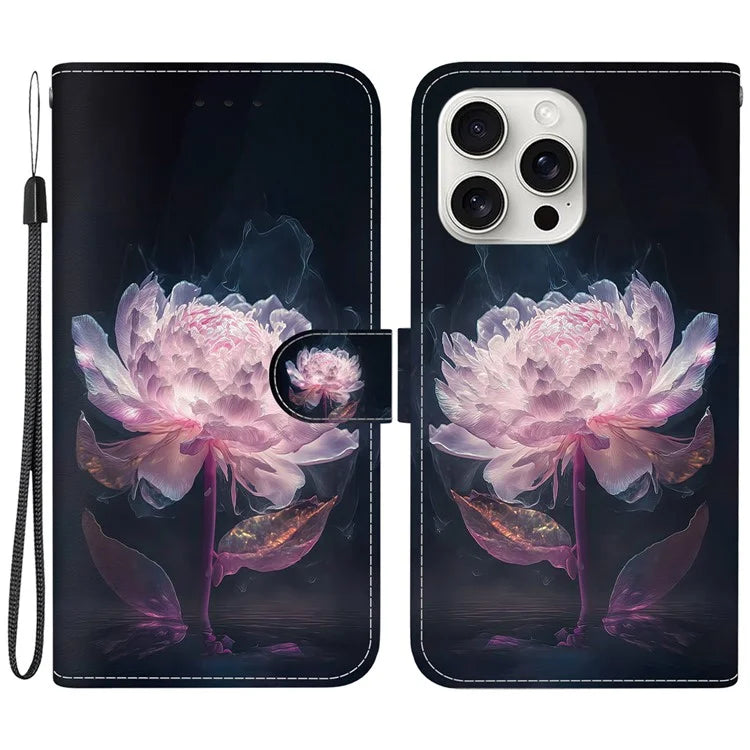 For iPhone 16 Pro Case Pattern Print Leather Wallet Phone Cover