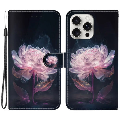 For iPhone 16 Pro Case Pattern Print Leather Wallet Phone Cover
