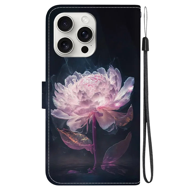 For iPhone 16 Pro Case Pattern Print Leather Wallet Phone Cover