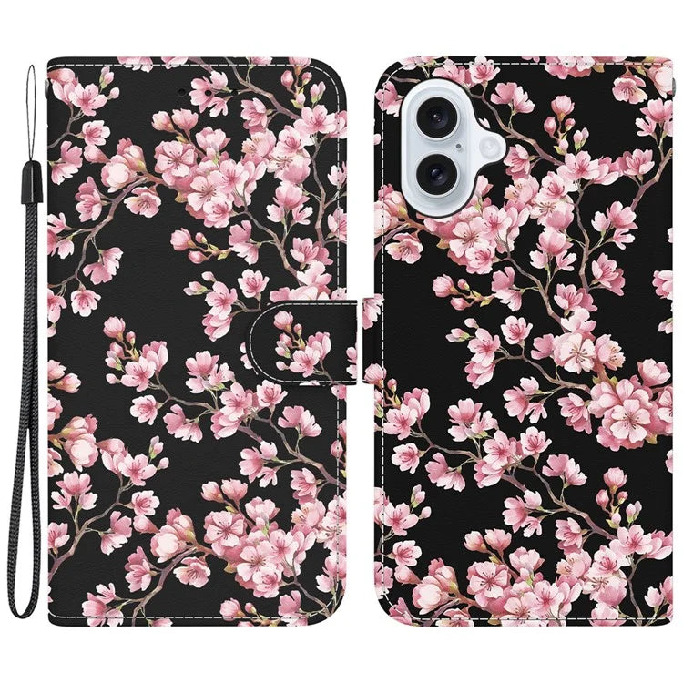 For iPhone 16 Plus Wallet Case Pattern Print Leather Phone Cover
