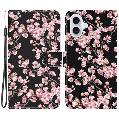 For iPhone 16 Plus Wallet Case Pattern Print Leather Phone Cover