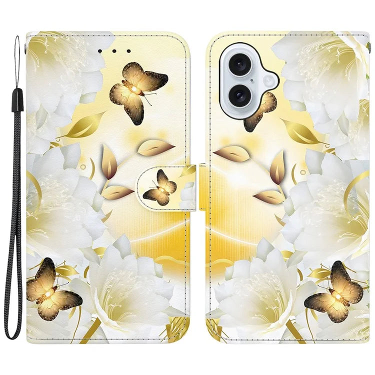 For iPhone 16 Plus Wallet Case Pattern Print Leather Phone Cover