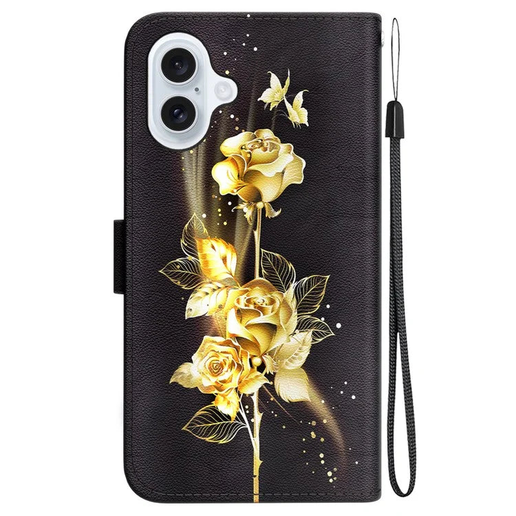For iPhone 16 Plus Wallet Case Pattern Print Leather Phone Cover