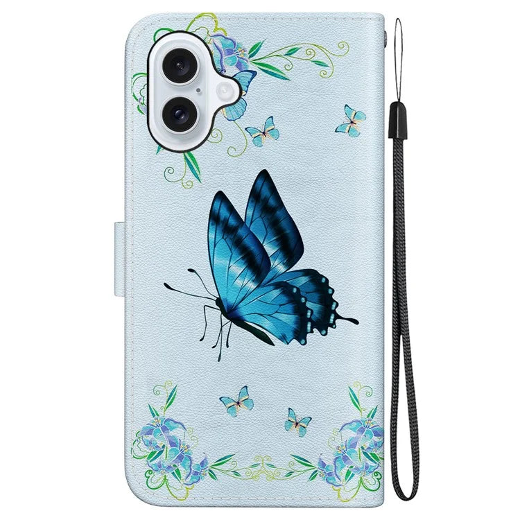 For iPhone 16 Stand Case Pattern Print Leather Wallet Phone Cover