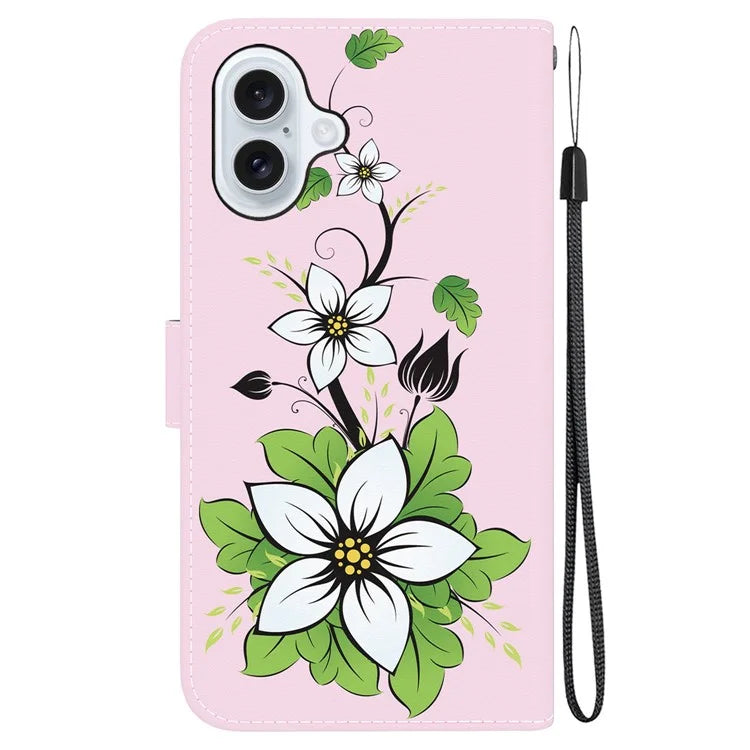 For iPhone 16 Stand Case Pattern Print Leather Wallet Phone Cover