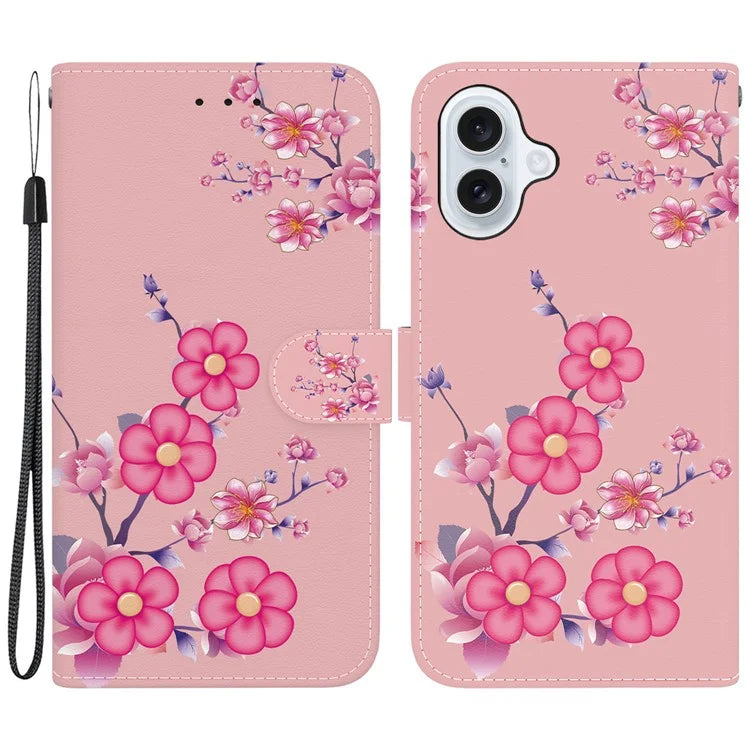 For iPhone 16 Stand Case Pattern Print Leather Wallet Phone Cover