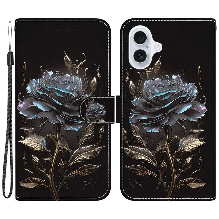 For iPhone 16 Stand Case Pattern Print Leather Wallet Phone Cover