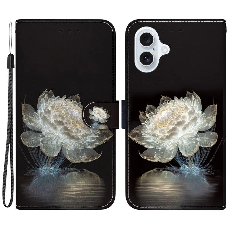 For iPhone 16 Stand Case Pattern Print Leather Wallet Phone Cover