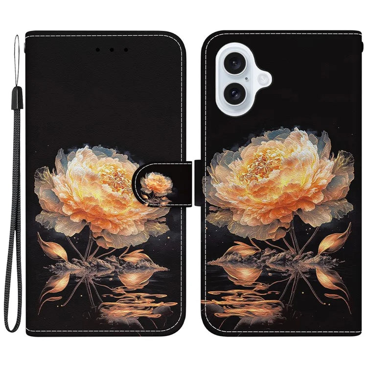 For iPhone 16 Stand Case Pattern Print Leather Wallet Phone Cover