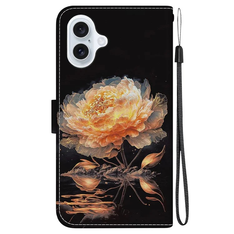 For iPhone 16 Stand Case Pattern Print Leather Wallet Phone Cover
