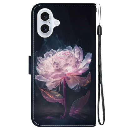 For iPhone 16 Stand Case Pattern Print Leather Wallet Phone Cover