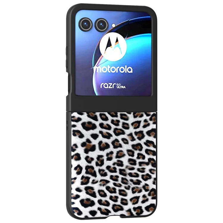 For Motorola Razr 50 5G Case Leopard Pattern PU+PC Back Phone Cover