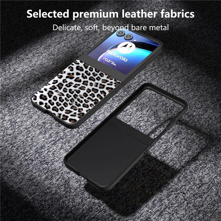 For Motorola Razr 50 5G Case Leopard Pattern PU+PC Back Phone Cover