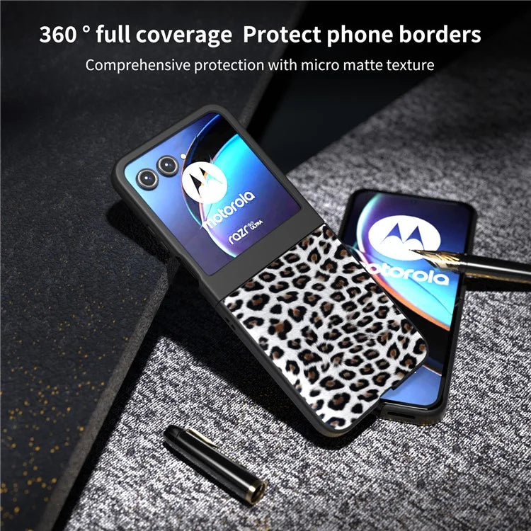 For Motorola Razr 50 5G Case Leopard Pattern PU+PC Back Phone Cover