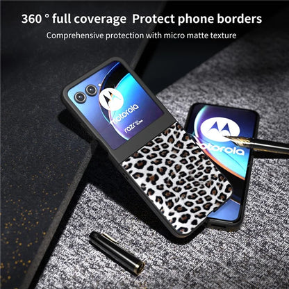 For Motorola Razr 50 5G Case Leopard Pattern PU+PC Back Phone Cover