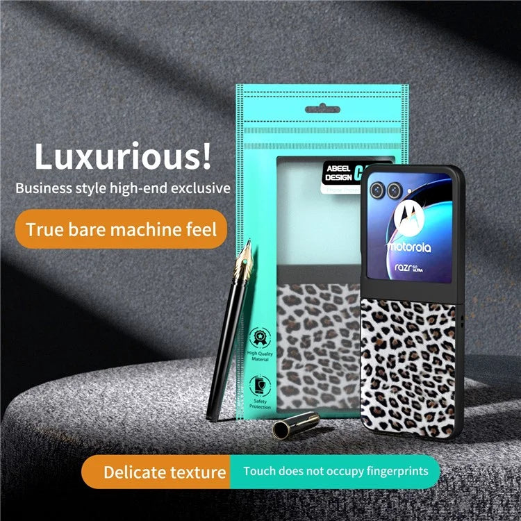 For Motorola Razr 50 5G Case Leopard Pattern PU+PC Back Phone Cover