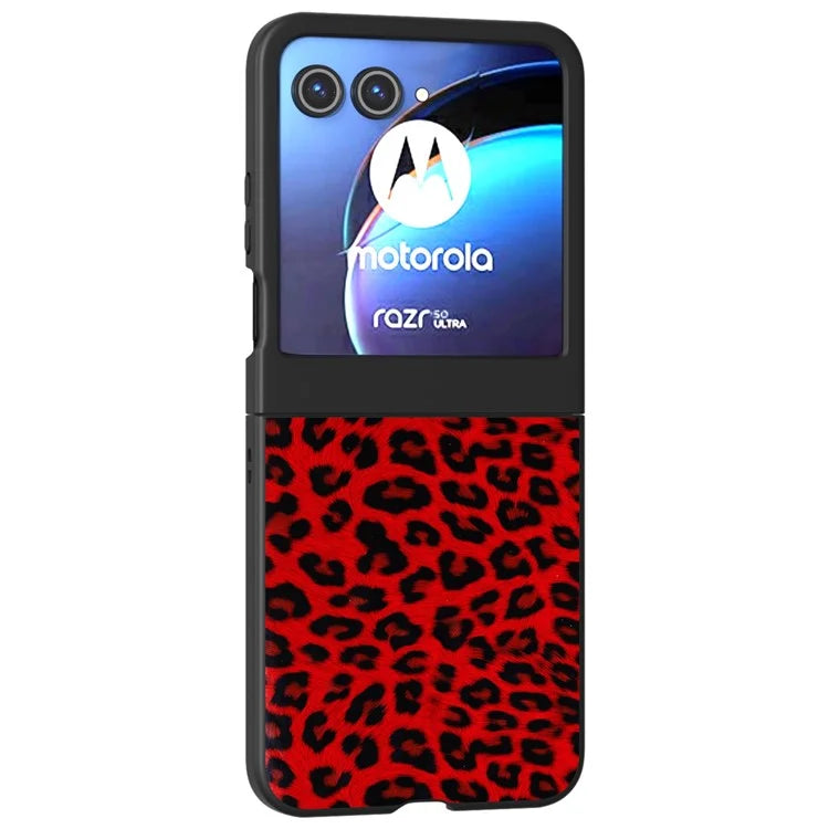 For Motorola Razr 50 5G Case Leopard Pattern PU+PC Back Phone Cover