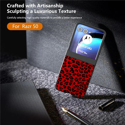 For Motorola Razr 50 5G Case Leopard Pattern PU+PC Back Phone Cover