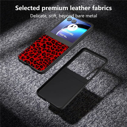 For Motorola Razr 50 5G Case Leopard Pattern PU+PC Back Phone Cover