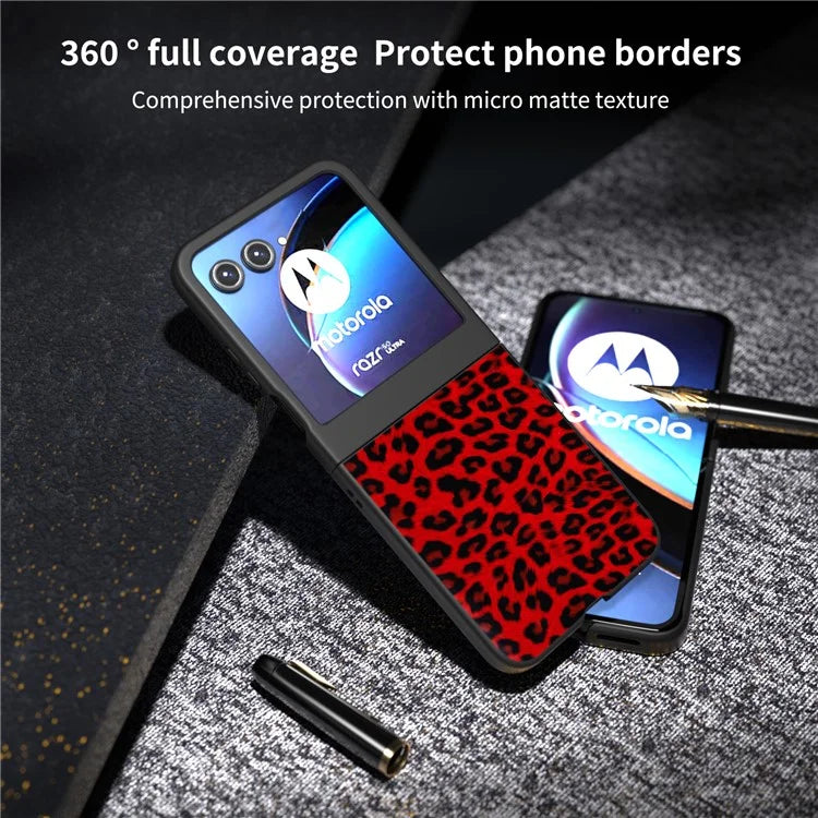For Motorola Razr 50 5G Case Leopard Pattern PU+PC Back Phone Cover