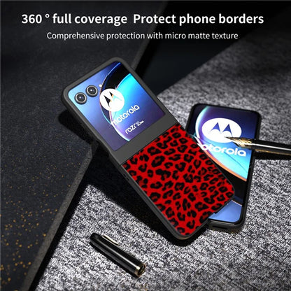 For Motorola Razr 50 5G Case Leopard Pattern PU+PC Back Phone Cover
