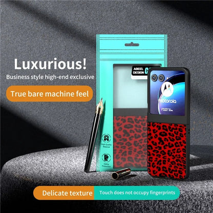 For Motorola Razr 50 5G Case Leopard Pattern PU+PC Back Phone Cover