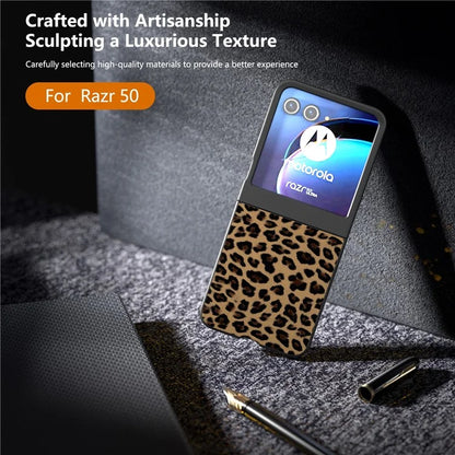 For Motorola Razr 50 5G Case Leopard Pattern PU+PC Back Phone Cover