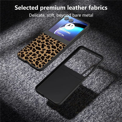 For Motorola Razr 50 5G Case Leopard Pattern PU+PC Back Phone Cover