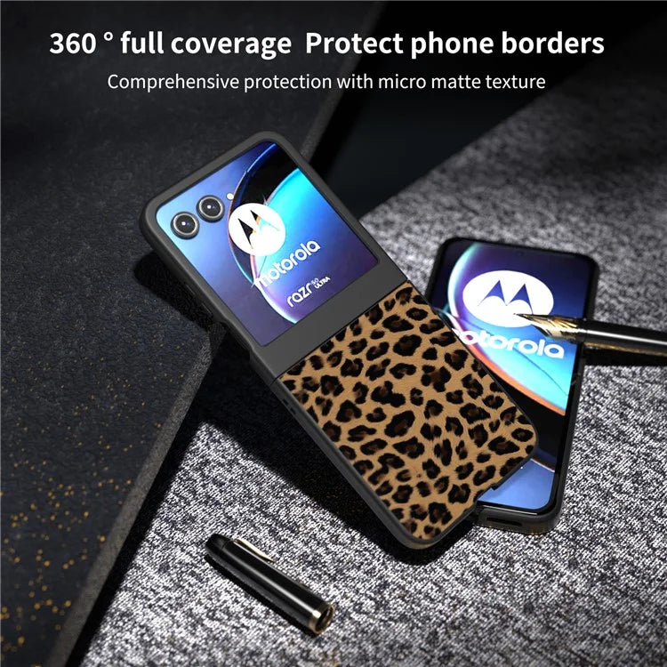 For Motorola Razr 50 5G Case Leopard Pattern PU+PC Back Phone Cover