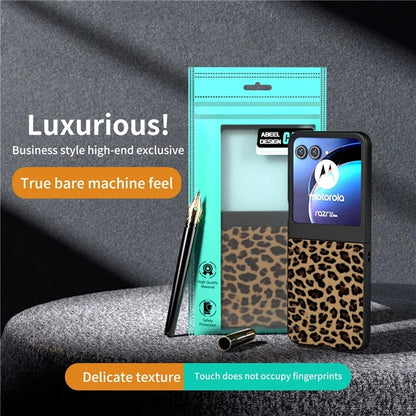 For Motorola Razr 50 5G Case Leopard Pattern PU+PC Back Phone Cover
