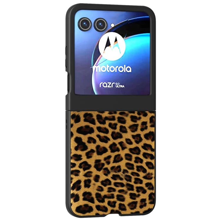 For Motorola Razr 50 5G Case Leopard Pattern PU+PC Back Phone Cover
