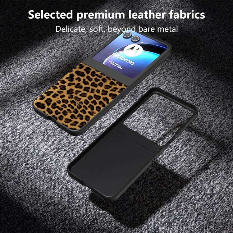 For Motorola Razr 50 5G Case Leopard Pattern PU+PC Back Phone Cover