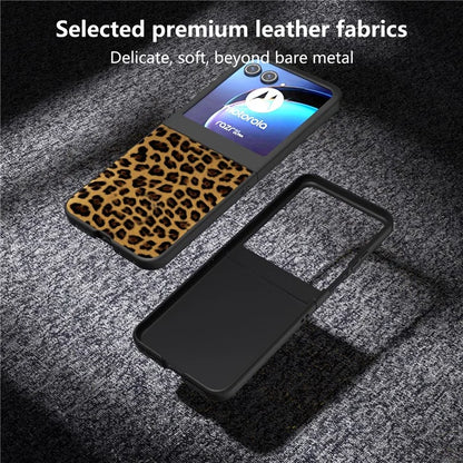 For Motorola Razr 50 5G Case Leopard Pattern PU+PC Back Phone Cover
