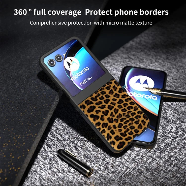 For Motorola Razr 50 5G Case Leopard Pattern PU+PC Back Phone Cover