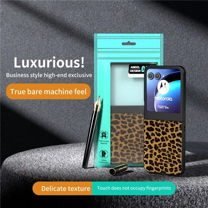 For Motorola Razr 50 5G Case Leopard Pattern PU+PC Back Phone Cover